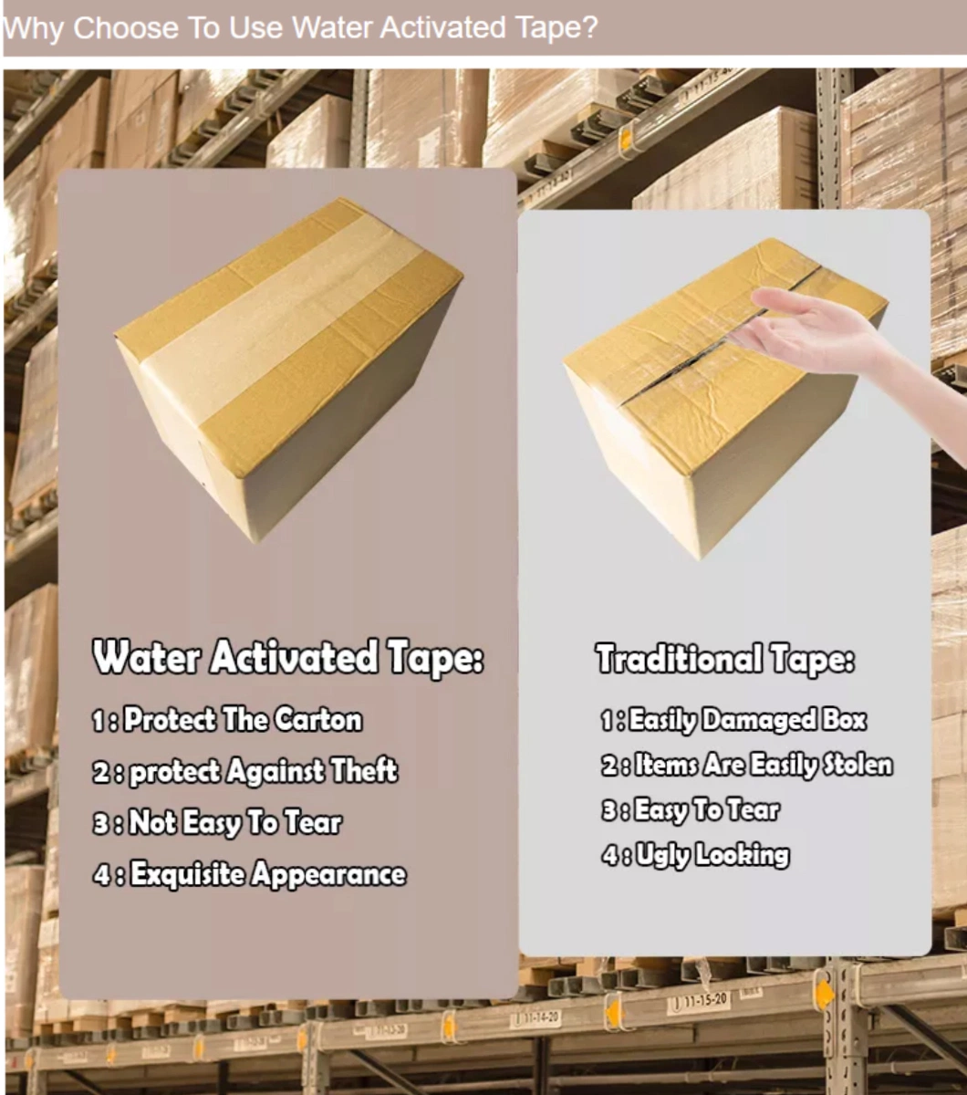 Energy Saving More Durable Kraft Custom Brown White Wet Water Activated Paper Gummed Packing Tape Gun